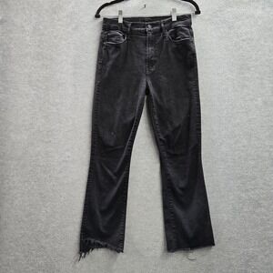 Mother Women Jeans 29 Black Denim Cropped 1157-180 The Insider Crop Step Fray